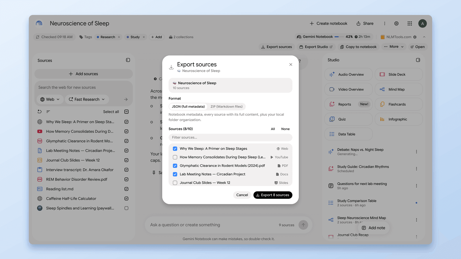 NotebookLMのソースをエクスポート・ダウンロードする方法