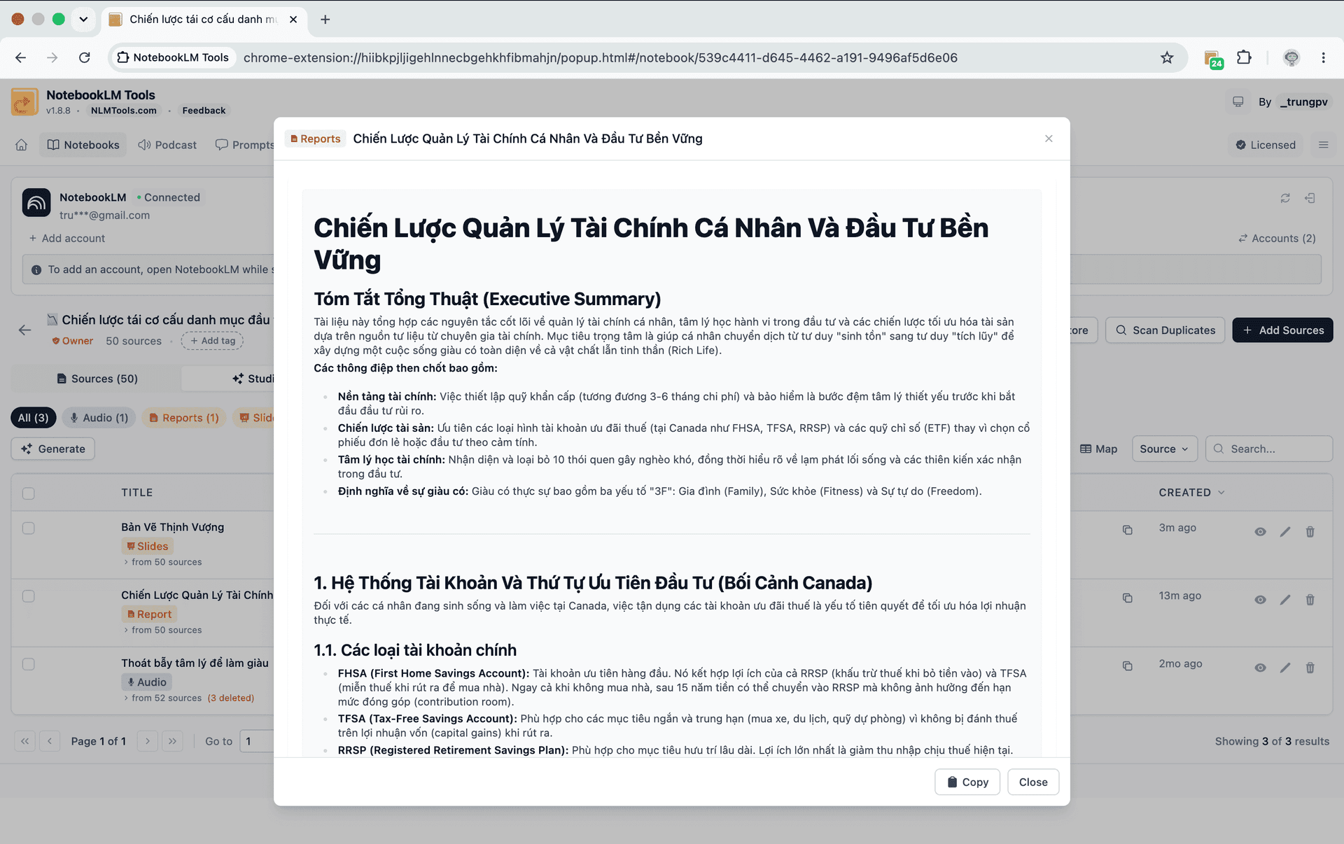 Einen NotebookLM-Bericht über den Druckdialog des Browsers als PDF speichern