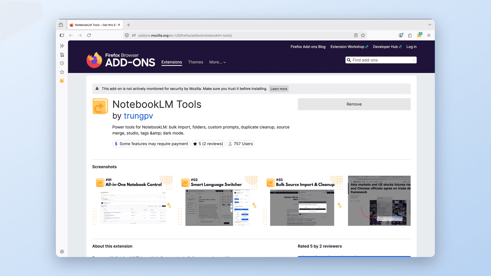 Install NotebookLM Tools on Firefox (Official Add-on)