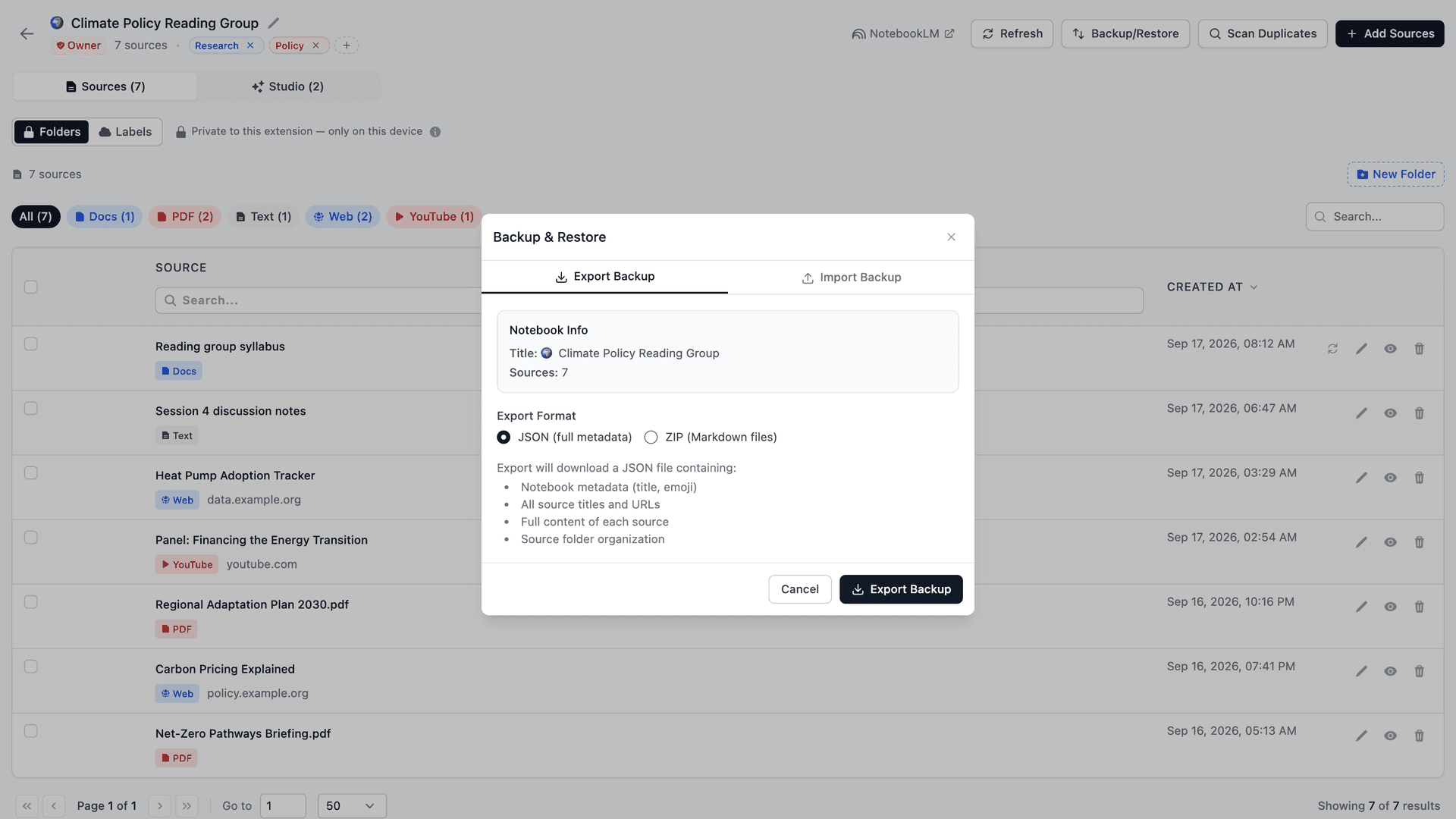export-options