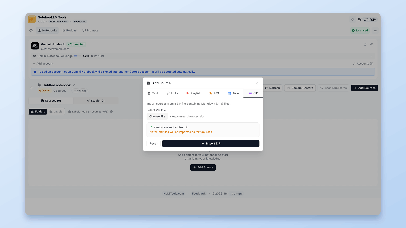 Comment téléverser des fichiers ZIP dans NotebookLM (import en masse, sans extraction)