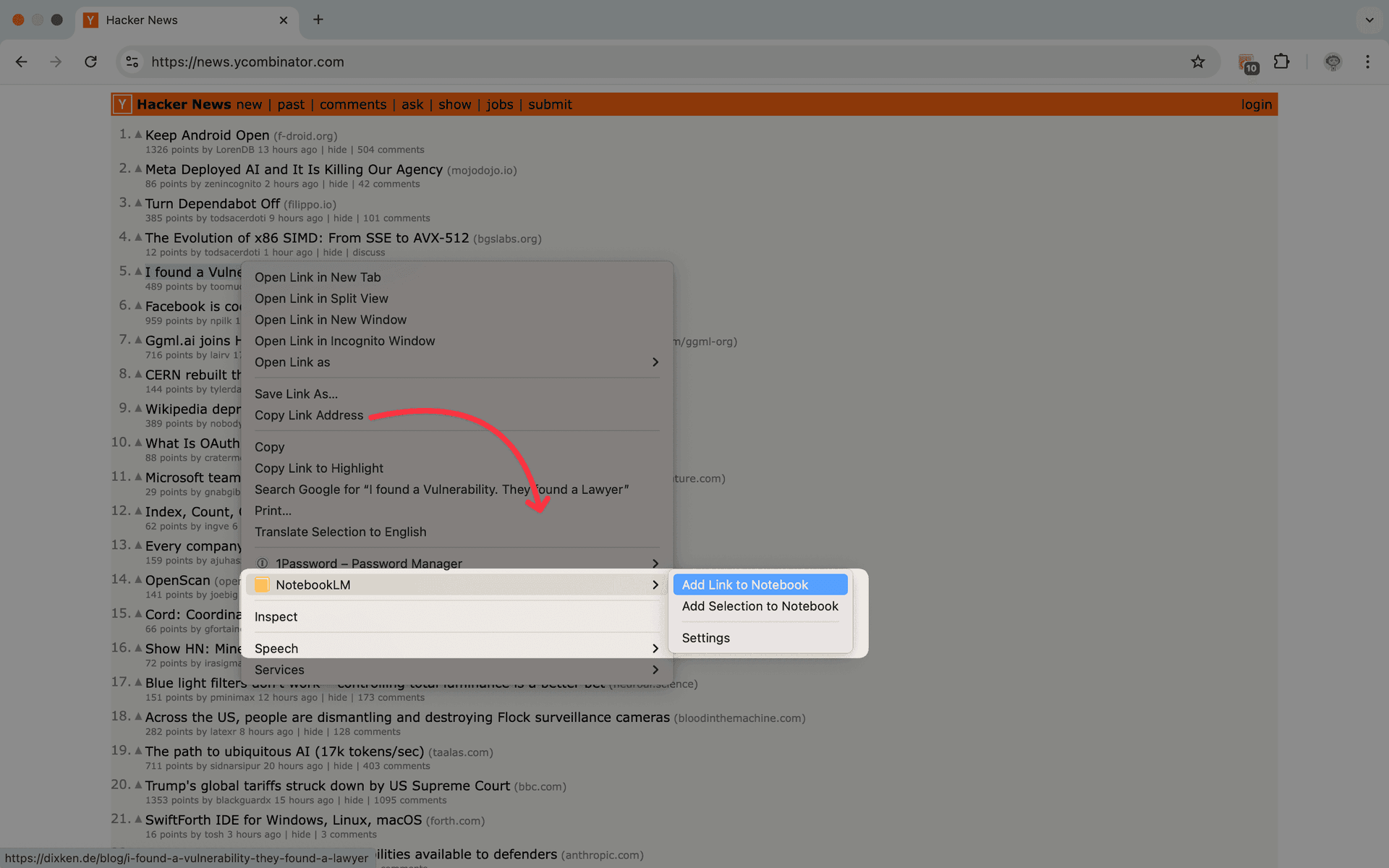 NotebookLM Tools right-click context menu actions