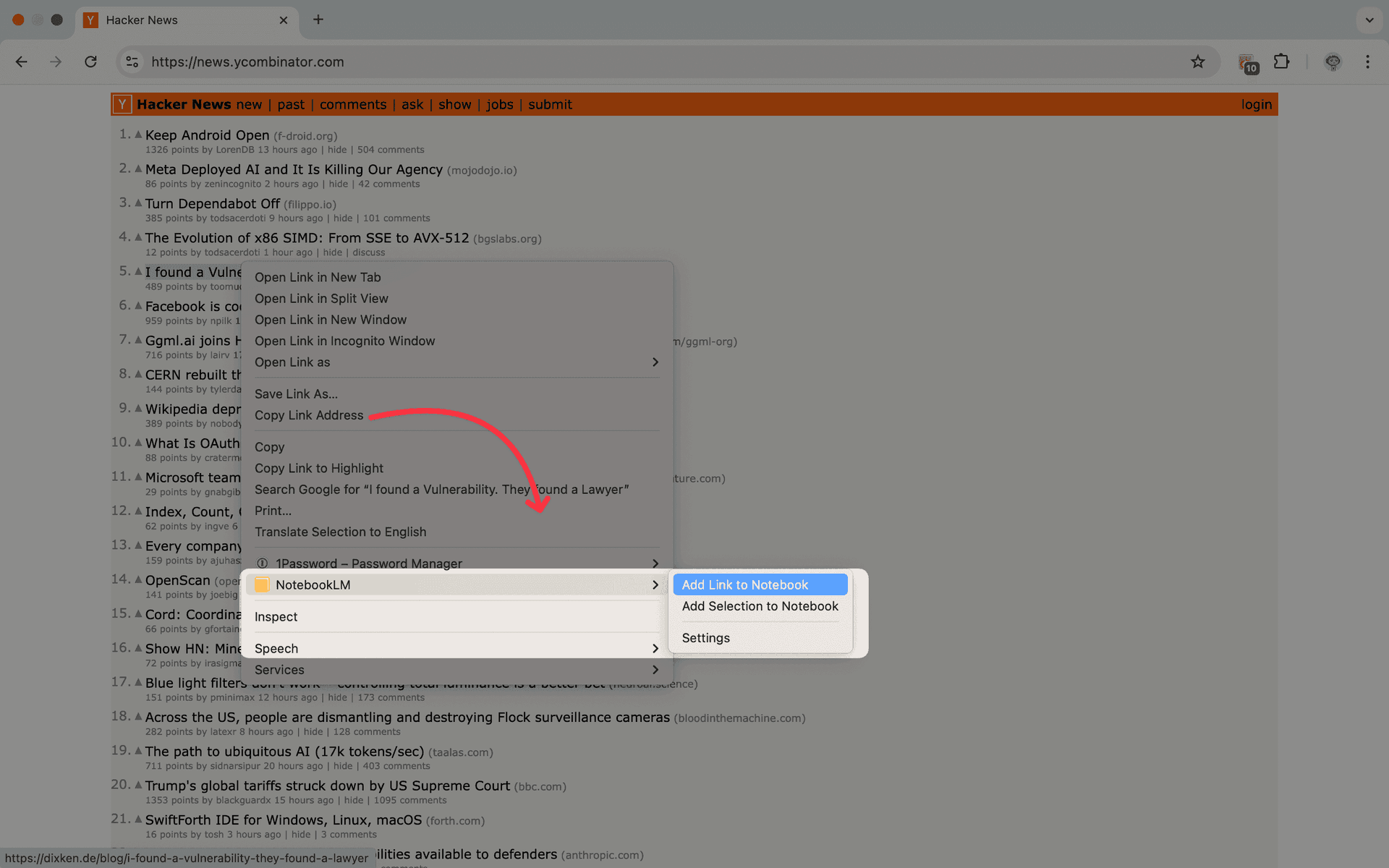 NotebookLM Tools right-click context menu actions