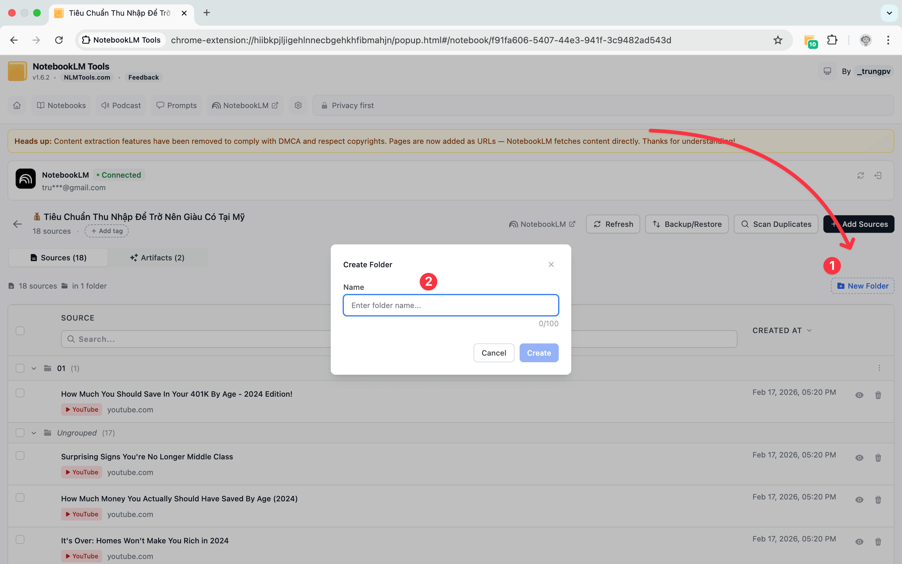 Foldery źródeł typu przeciągnij-i-upuść w NotebookLM Tools — interfejs folderów alternatywy dla FolderLM w NotebookLM